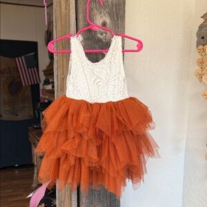 Burnt Orange and White toddler tulle dress